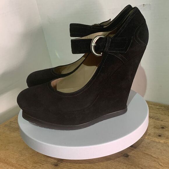Pura lopez black suede platform wedge Mary Jane buckle fairy grunge - Picture 1 of 8